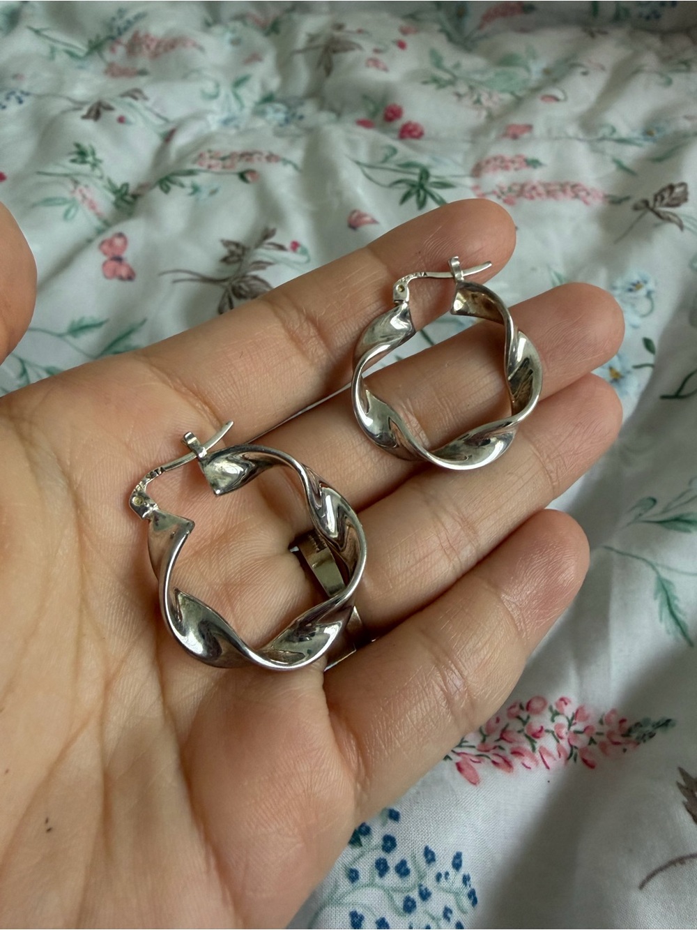 Sterling Silver Twisted Hoop Earrings